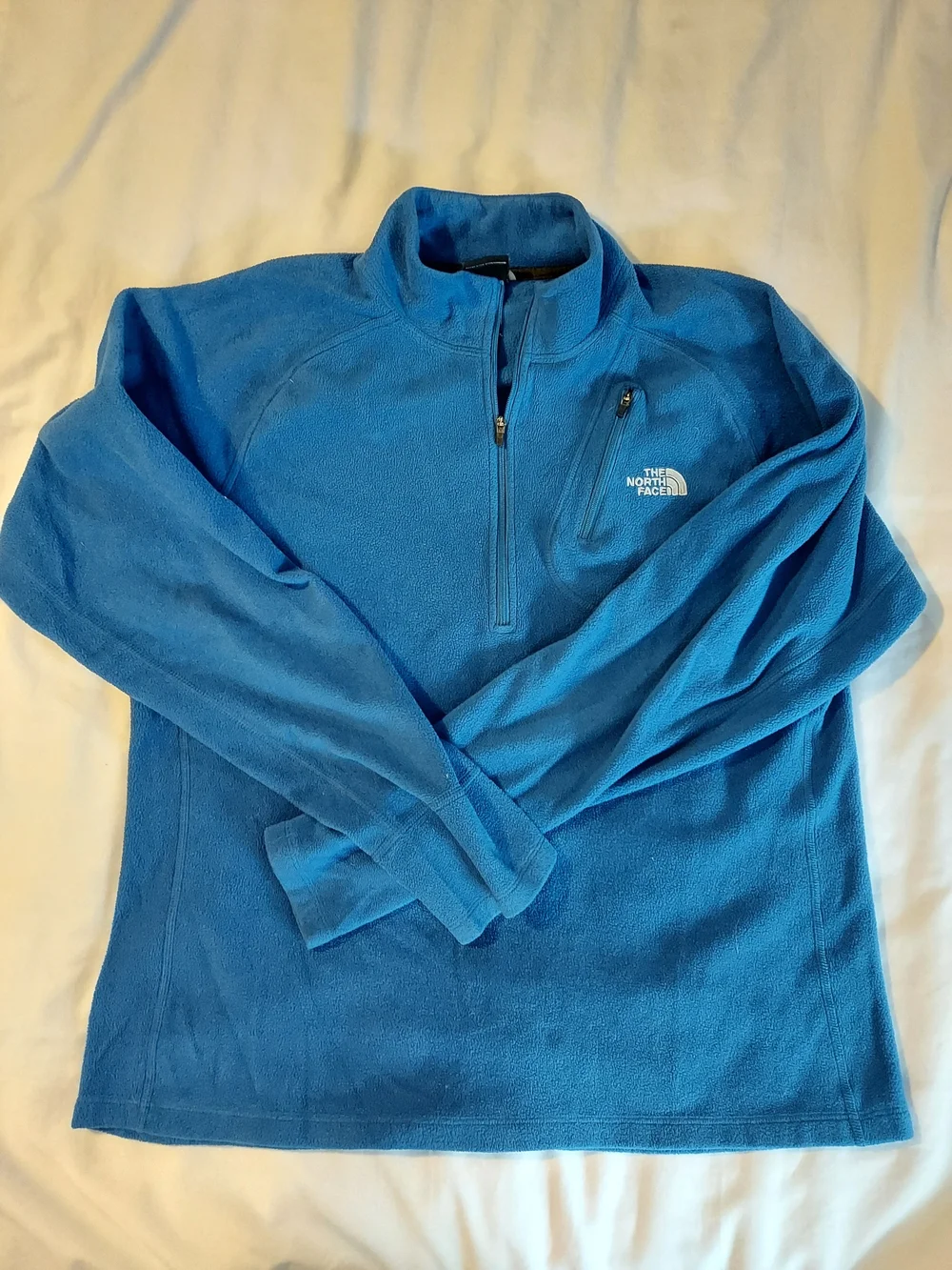 The North Face Blue 1/4 Zip Fleece Pullover Jacket with Chest Pocket - Men's L